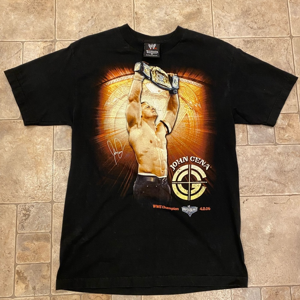Vintage 2006 John Cena WWE Champion Size M Good Condition Rare Design Black